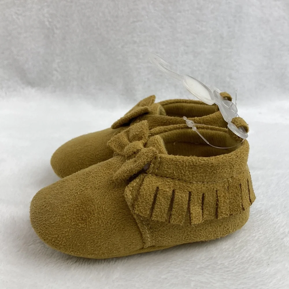 Gerber Tan Baby Moccasins with Bow NWT 3-6 mos